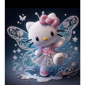 Hello Kitty Diamond Painting Kit, 30x30cm, White and Pink NWOT (53) L886